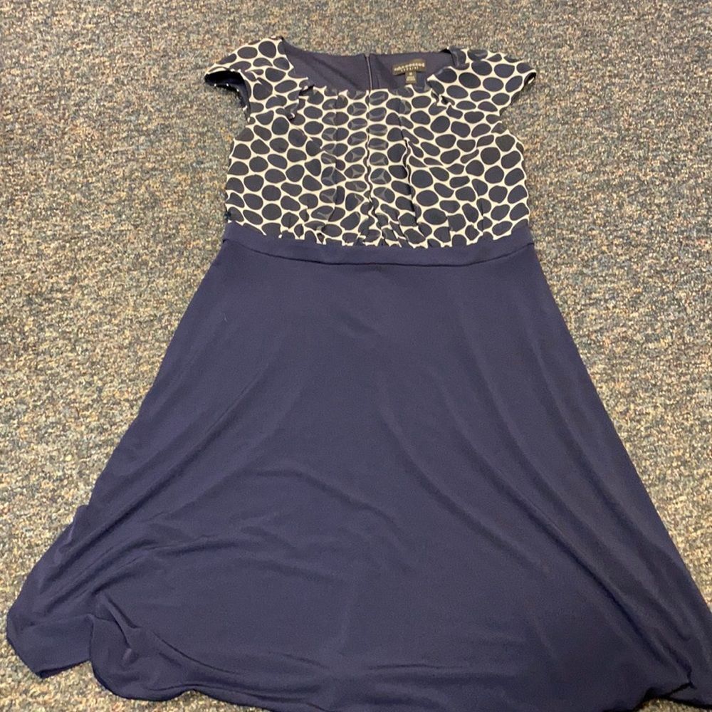 Connected Apparel Navy Blue Polka Dot Dress sz.10